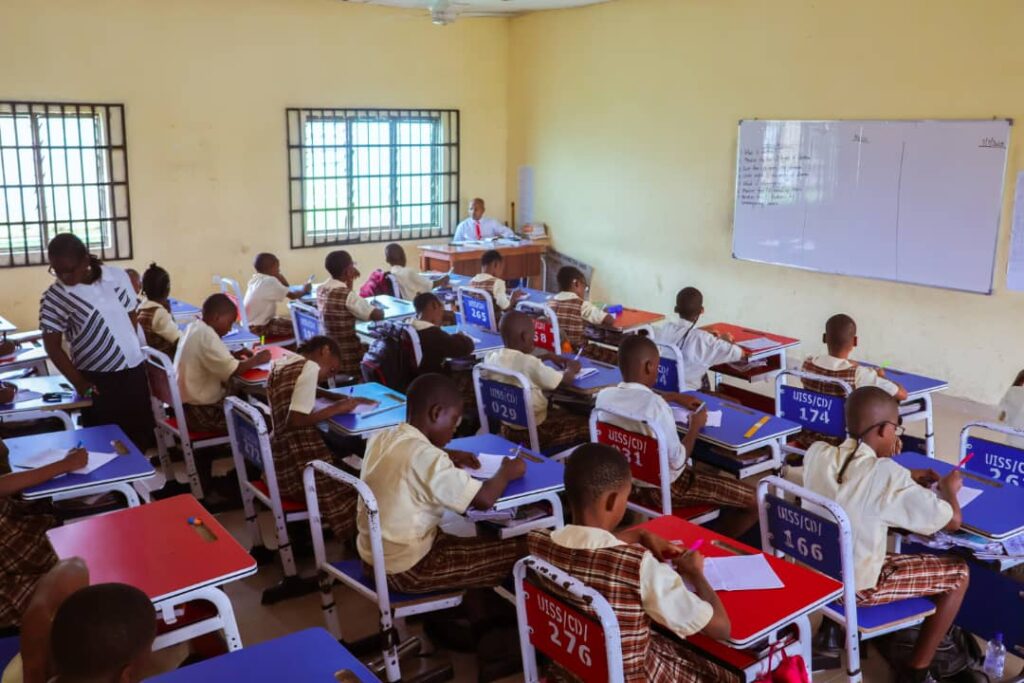 Students taking part in a classroom lesson